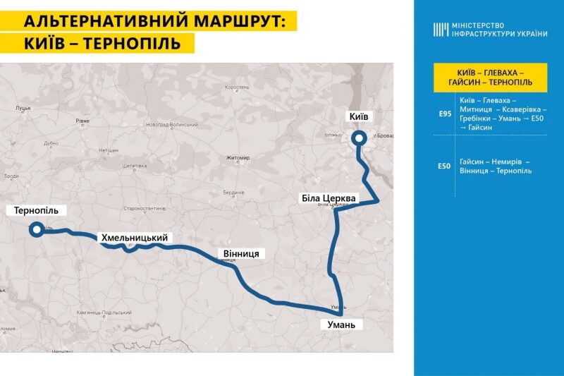 Мінінфраструктури рекомендує альтернативні маршрути на Західну Україну